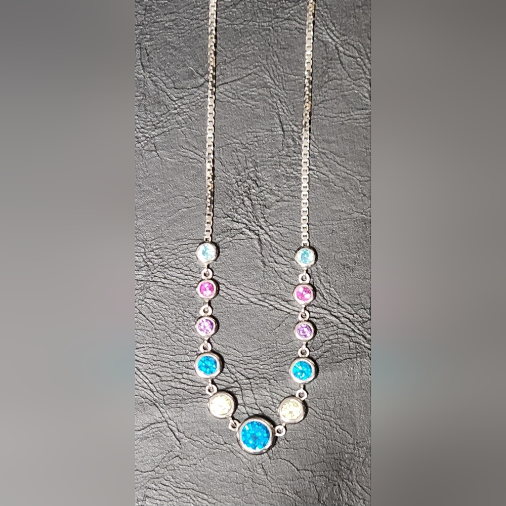 Sterling Silver Multi Colored Necklace - image 4